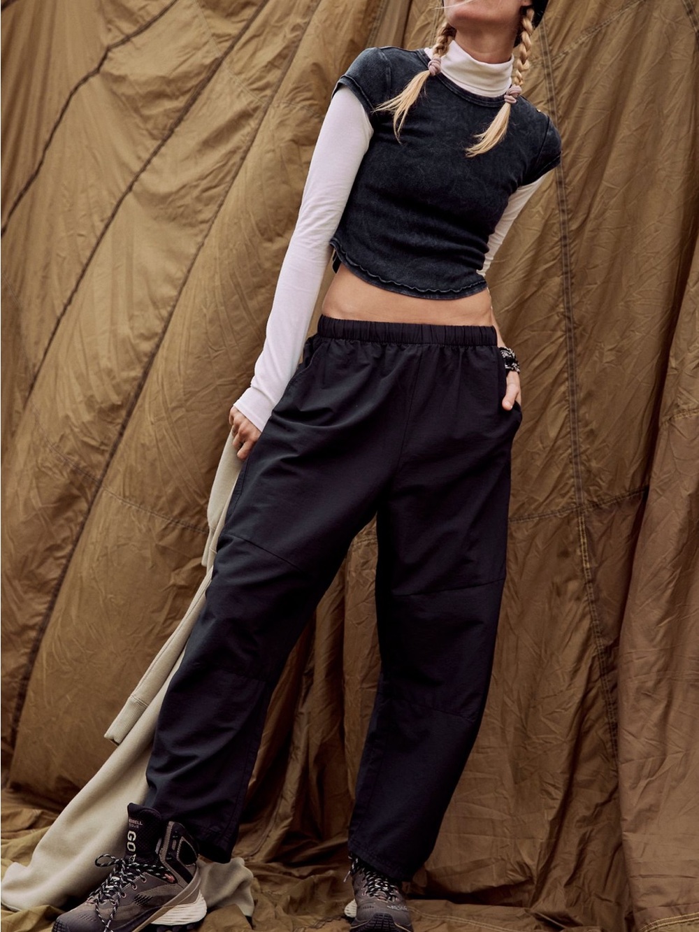 Free People FP Movement Barrel Black Game Day Pants M S NWOT